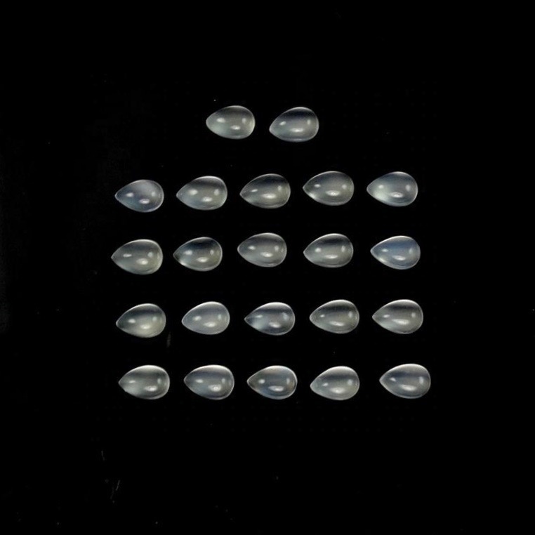 6x9mm White Moonstone Pear Cabochon Loose Gemstones