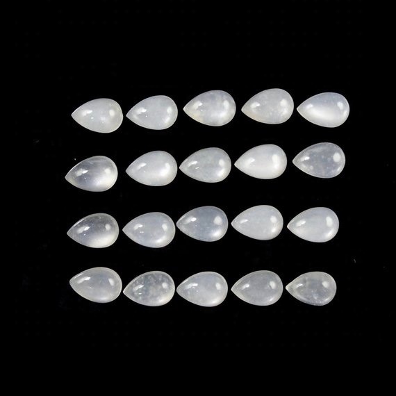 6x9mm White Moonstone Pear Cabochon Loose Gemstones