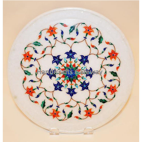 White Handcrafted Marble Plate For Restaurant Decorative