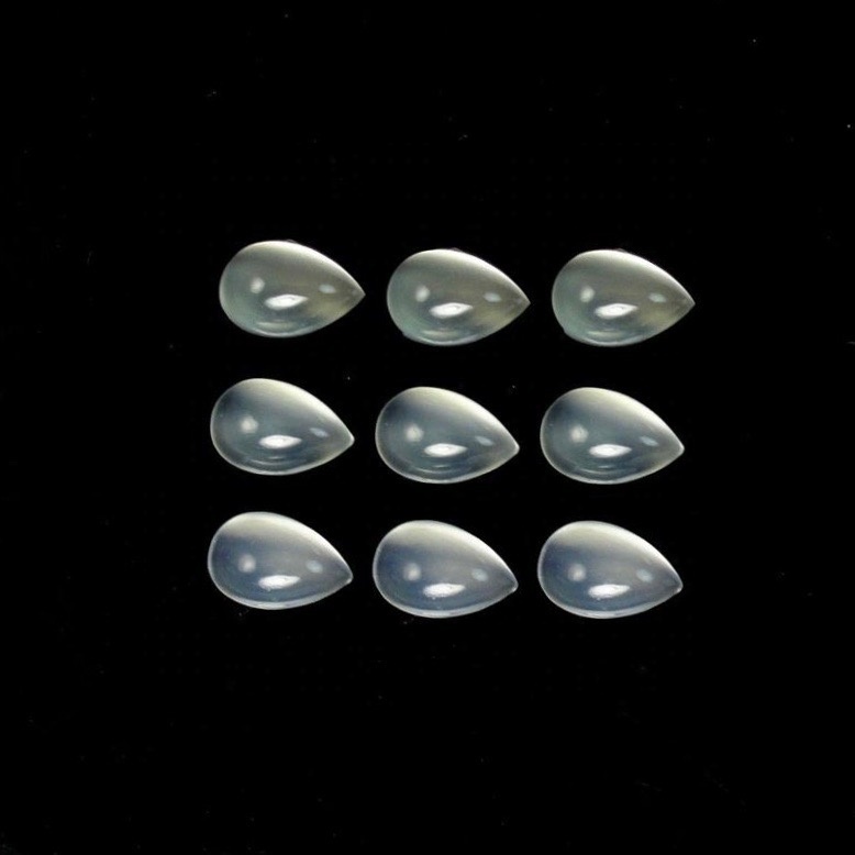 7x10mm White Moonstone Pear Cabochon Loose Gemstones