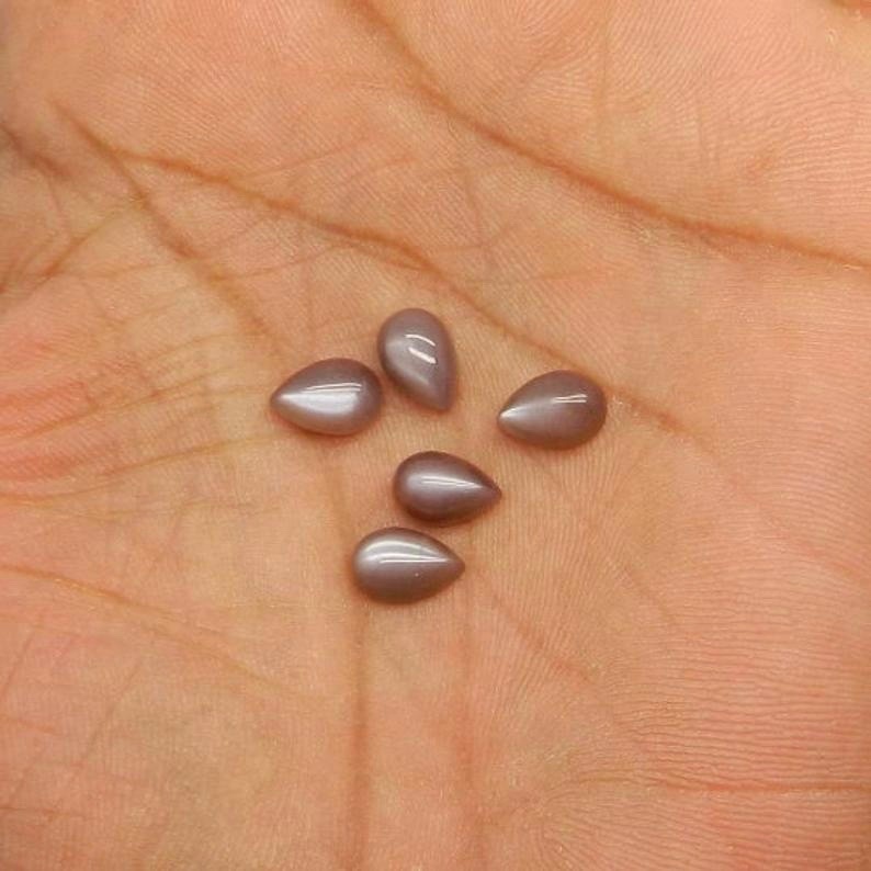4x6mm Brown Moonstone Pear Cabochon Loose Gemstones