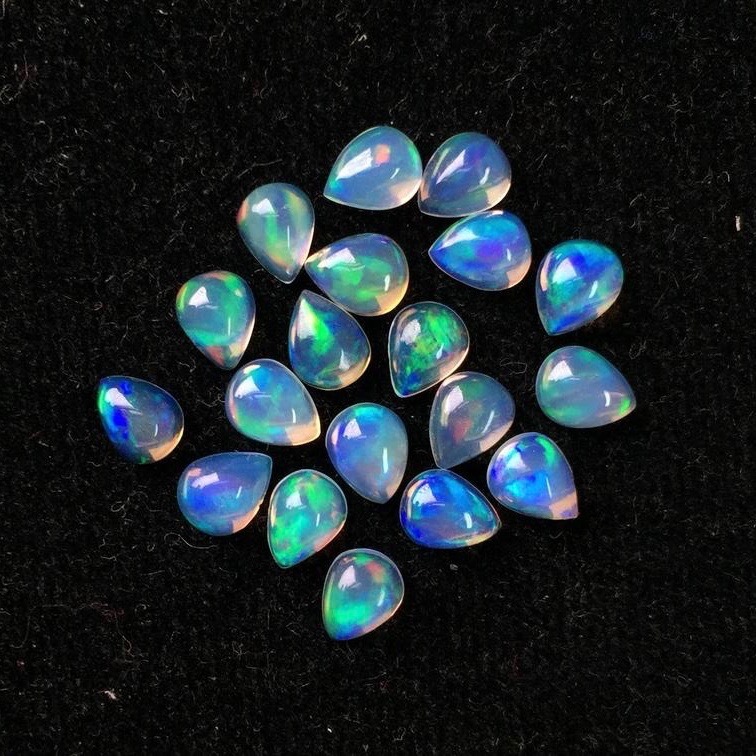 7x10mm Ethiopian Opal Pear Cabochon Loose Gemstones