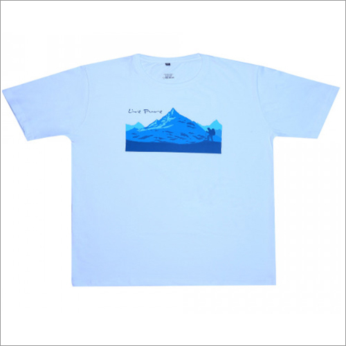 Mens Blue Mountain White Cotton T-Shirt