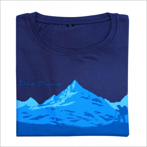 Mens Blue Mountain Grey Cotton T-Shirt