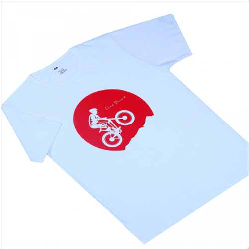 Mens Cycle Big White Cotton T-Shirt