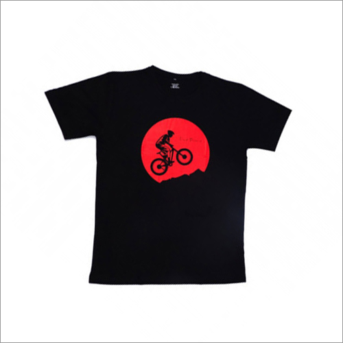 Mens Cycle Big Black Cotton T-Shirt