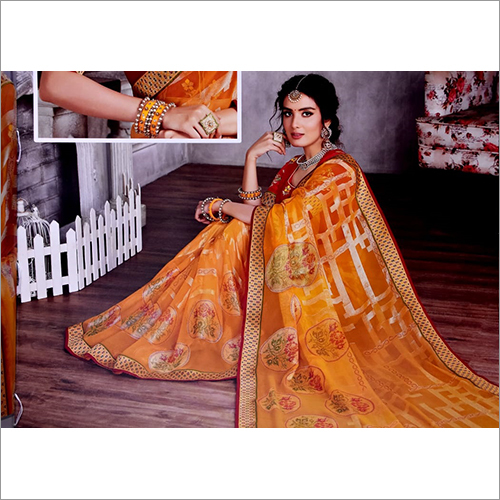 Party Wear Pure Brasso Saree