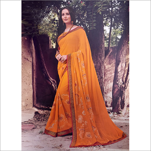 Ladies Party Wear Saree with Foil Print