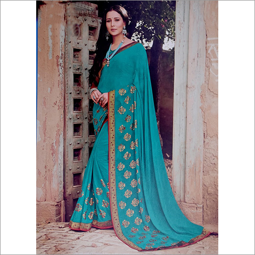 Party Wear Saree with Foil Print