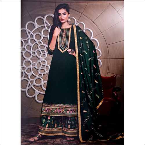 Party Wear Jam Silk Suit Fabric with Cording Embroidery Work