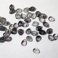 5x8mm Black Rutilated Quartz Pear Cabochon Loose Gemstones