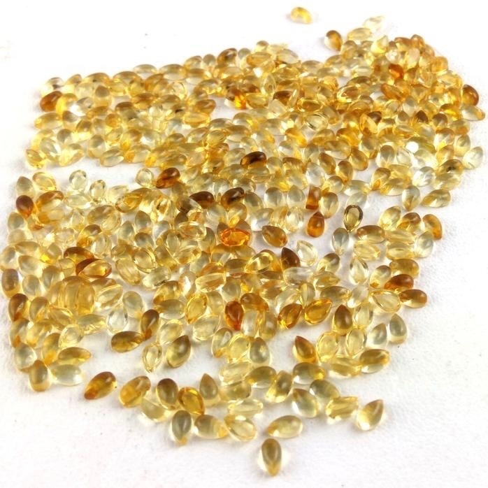 4x6mm Citrine Pear Cabochon Loose Gemstones