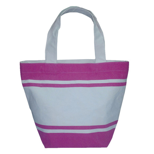 Canvas Tote Bag With Striped Print