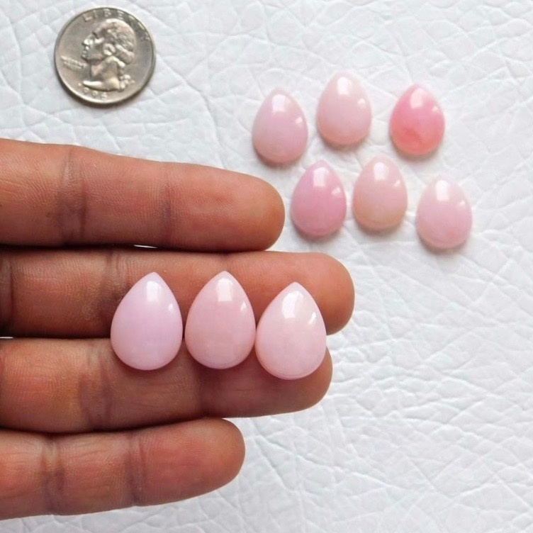 5x7mm Pink Opal Pear Cabochon Loose Gemstones