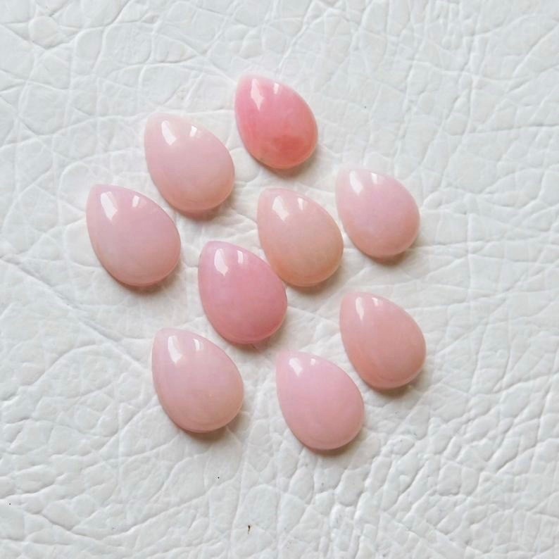 8x12mm Pink Opal Pear Cabochon Loose Gemstones