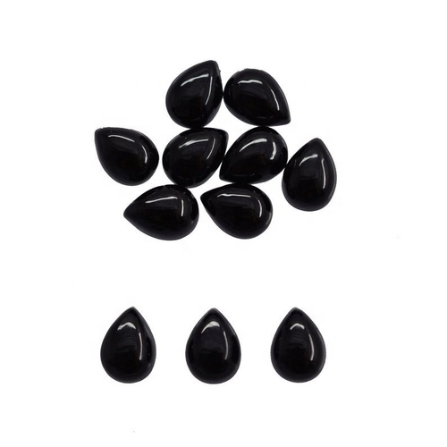 4x6mm Black Spinel Pear Cabochon Loose Gemstones