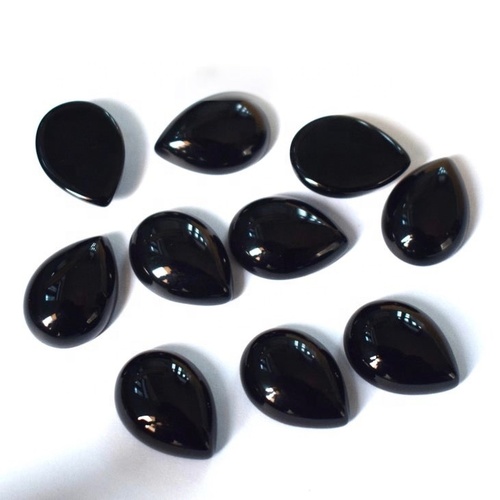 5x8mm Black Spinel Pear Cabochon Loose Gemstones