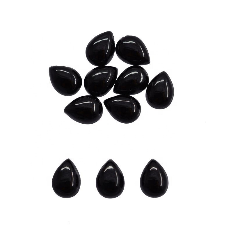 7x10mm Black Spinel Pear Cabochon Loose Gemstones