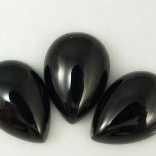 8x12mm Black Spinel Pear Cabochon Loose Gemstones