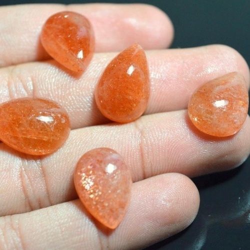 5x7mm Sunstone Pear Cabochon Loose Gemstones