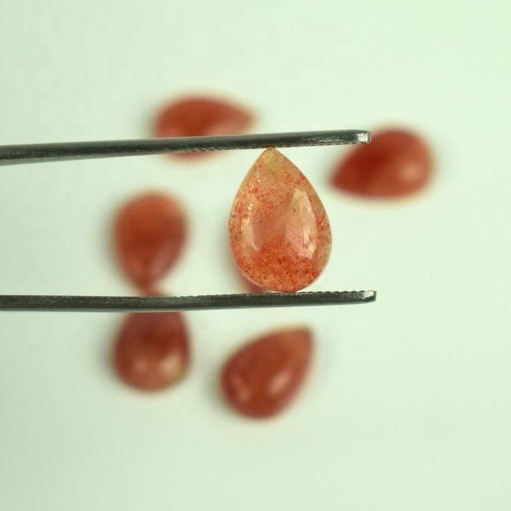 5x7mm Sunstone Pear Cabochon Loose Gemstones