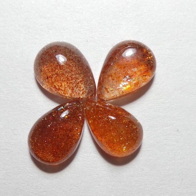 5x7mm Sunstone Pear Cabochon Loose Gemstones