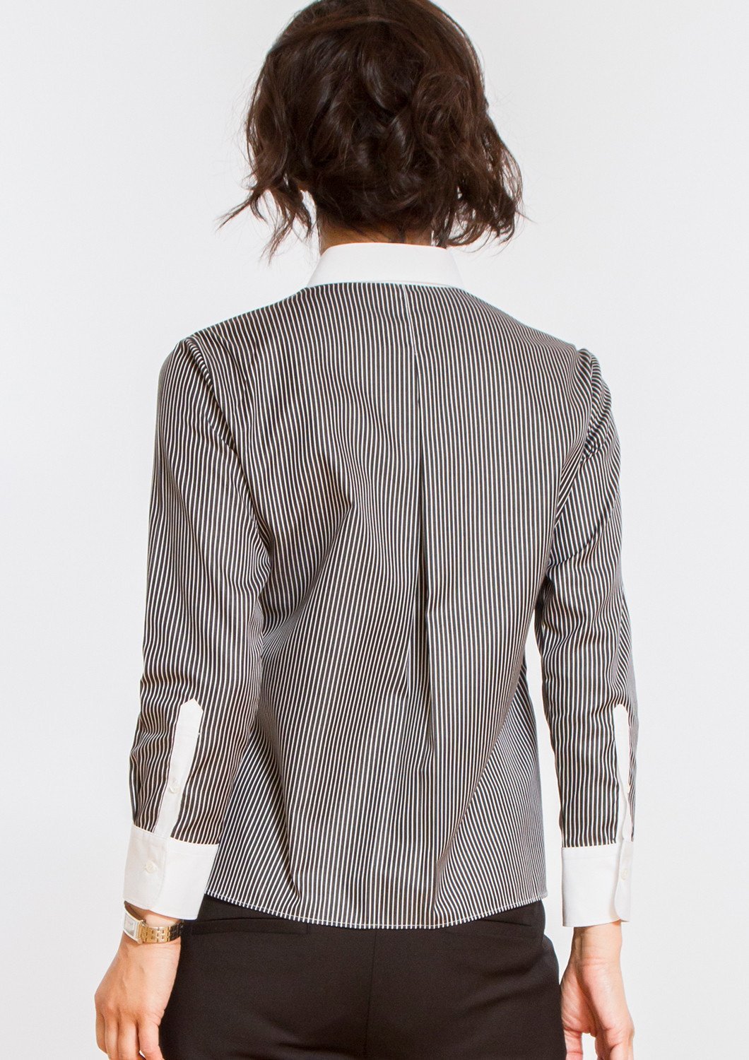 Non Iron Bracelet-Length Sleeve Untucked Shirt Stripe Black