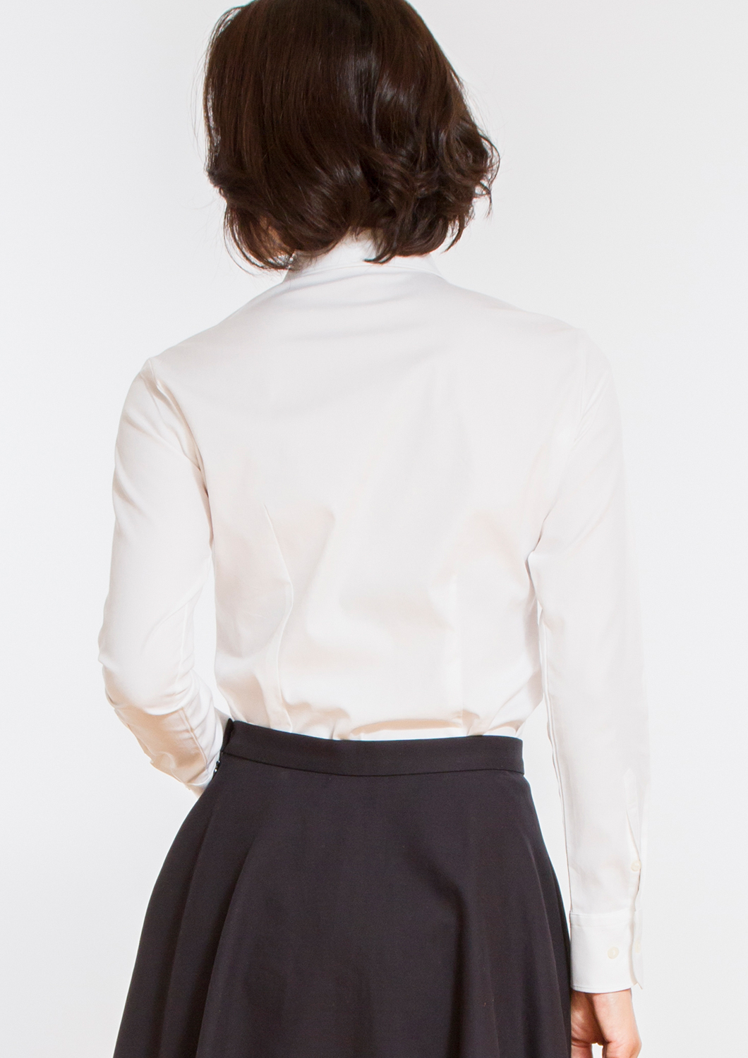 (Premium) Stretch Easy Care Shirt/ Ruffle/ Long Sleeve/ White