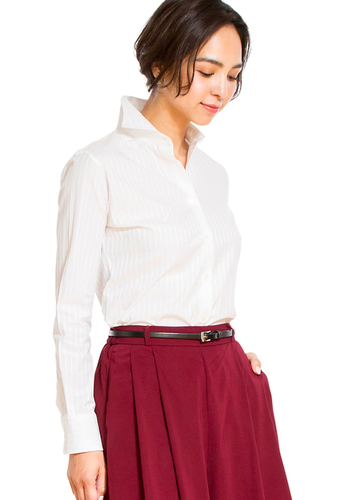 (Premium) Stretch Easy Care Shirt/ Cutaway/ Long Sleeve/ Stripe White