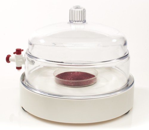 Vacuum Chamber - Clear Polycarbonate Design, 44 cm Size, White Base Plate, Ideal for Vacuum Drying and Degassing