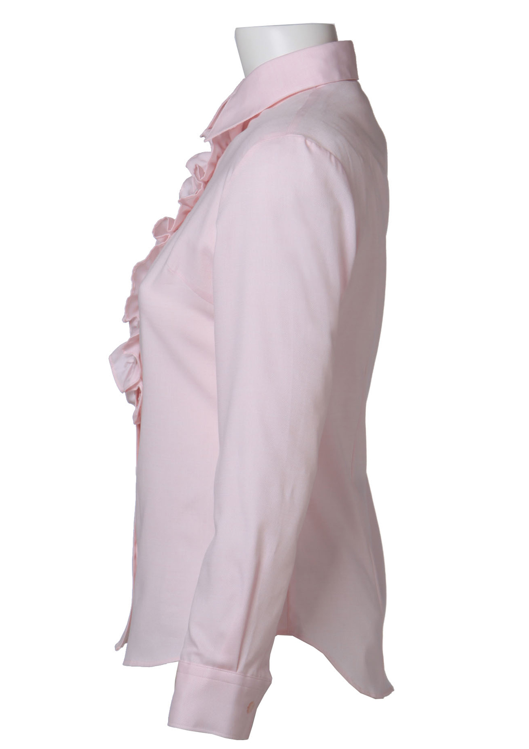 Easy Care Dobby Ruffle Long Sleeve Shirt Pink