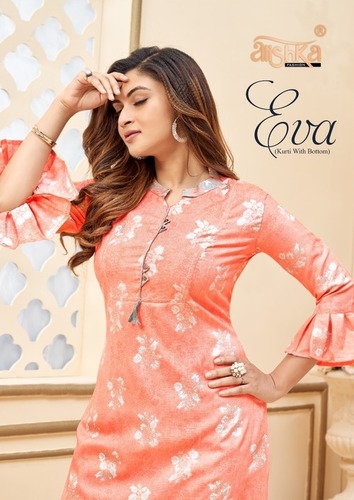 Dry Cleaning Eva Capsule Rayon Slub Foil Prints Kurtis
