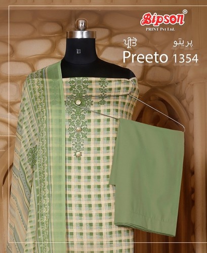Preeto-1354 Glace Cotton Print Dress Materials Recommended Season: Summers
