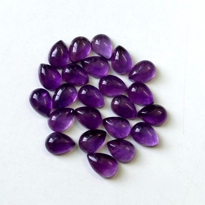4x6mm African Amethyst Pear Cabochon Loose Gemstones