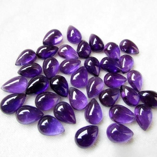 5x8mm African Amethyst Pear Cabochon Loose Gemstones