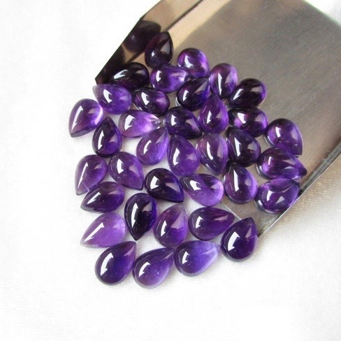 6x9mm African Amethyst Pear Cabochon Loose Gemstones