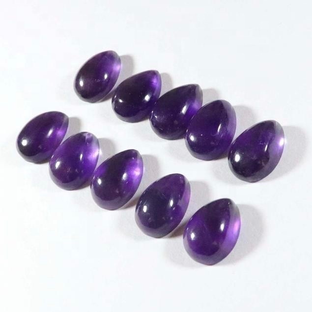 8x12mm African Amethyst Pear Cabochon Loose Gemstones