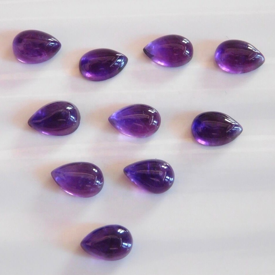 8x12mm African Amethyst Pear Cabochon Loose Gemstones