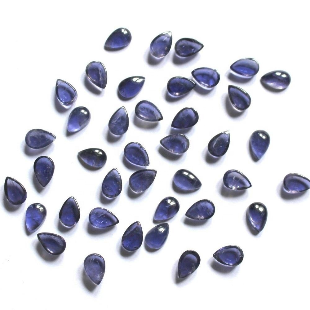5x7mm Iolite Pear Cabochon Loose Gemstones