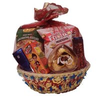 Gift Hampers - Medium Multicolor Plastic Basket | Assorted Snacks for Sharing with Family & Friends, Perfect for Diwali Celebrations