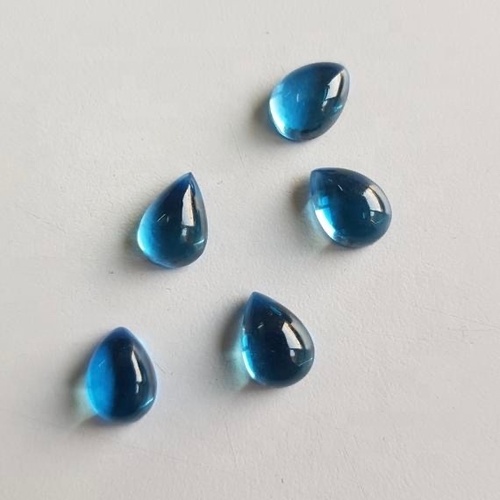 5x7mm Swiss Blue Topaz Pear Cabochon Loose Gemstones