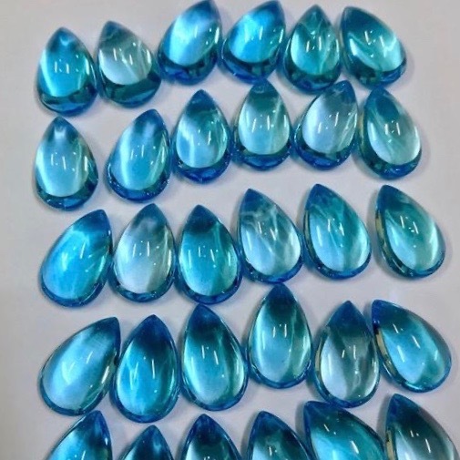 7x10mm Swiss Blue Topaz Pear Cabochon Loose Gemstones