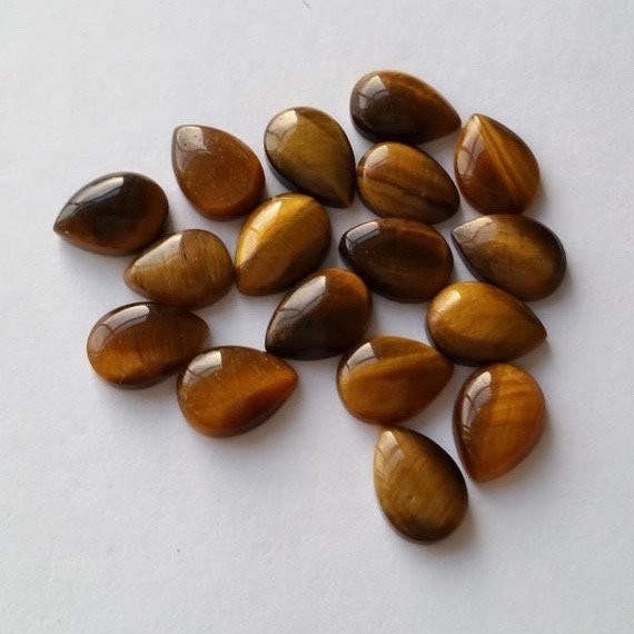 6x9mm Tiger Eye Pear Cabochon Loose Gemstones