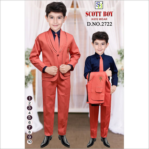 4 Piece Coat Suit with Shirt Pant Blazer Waistcoat & Tie for Kids & Boys Boy