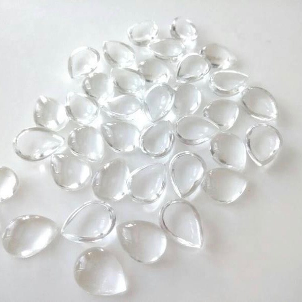 5x8mm Crystal Quartz Pear Cabochon Loose Gemstones