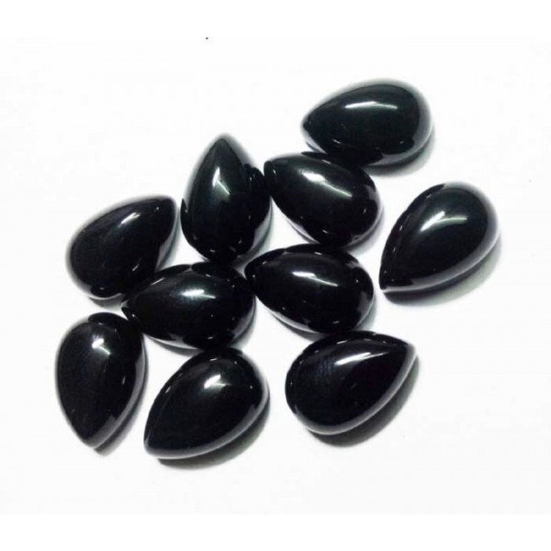 4x6mm Black Onyx Pear Cabochon Loose Gemstones