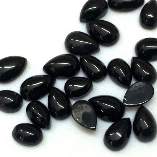 4x6mm Black Onyx Pear Cabochon Loose Gemstones