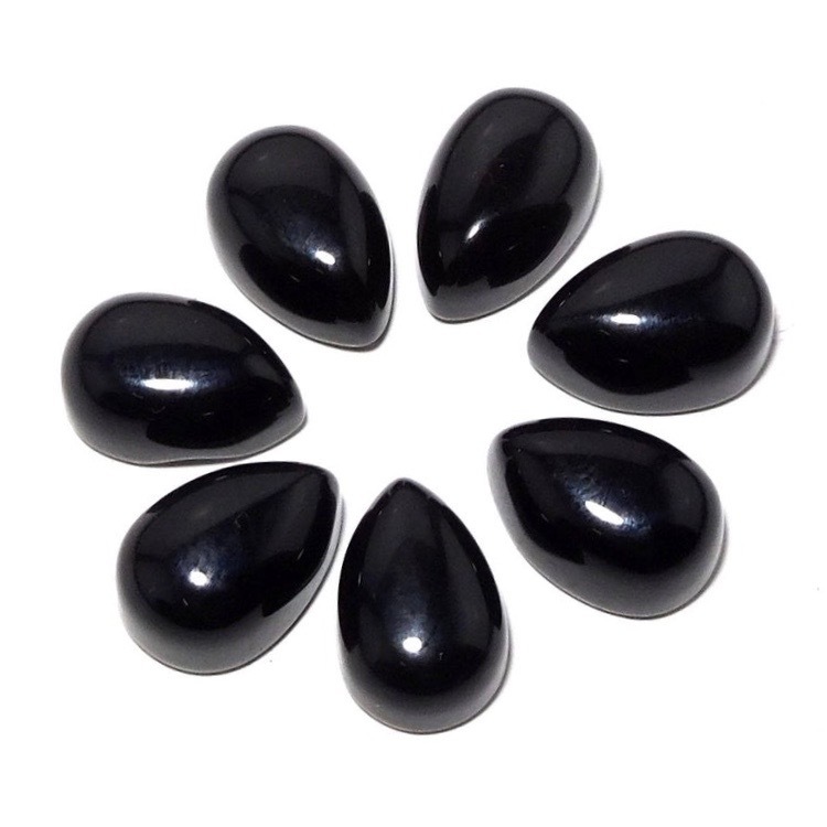 5x7mm Black Onyx Pear Cabochon Loose Gemstones