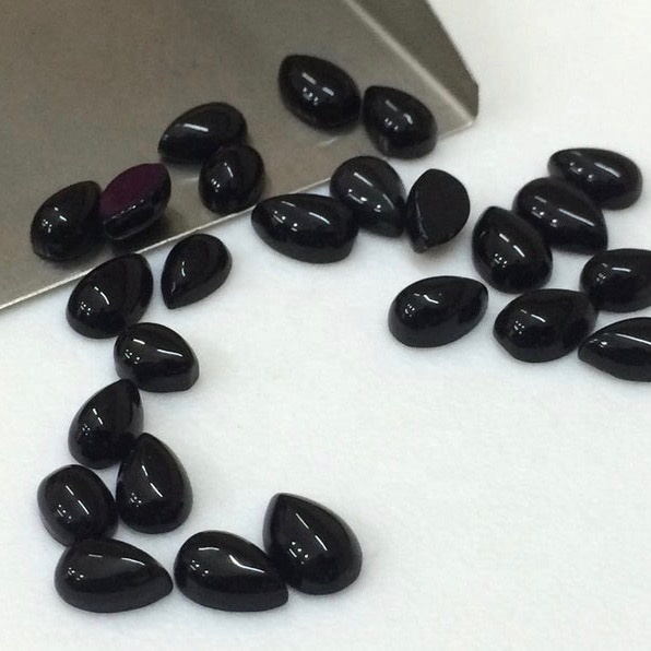 6x9mm Black Onyx Pear Cabochon Loose Gemstones