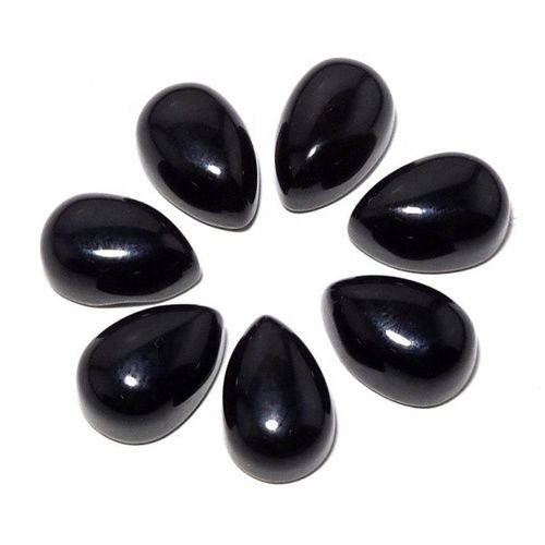 7x10mm Black Onyx Pear Cabochon Loose Gemstones